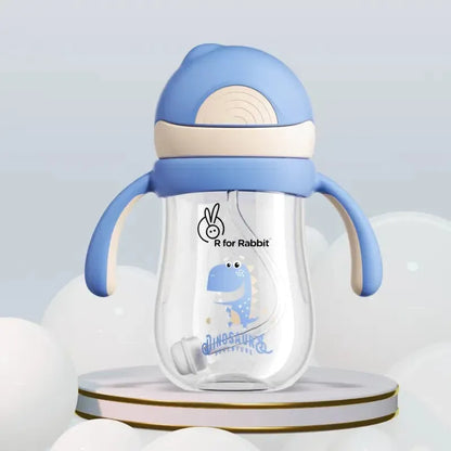 Tritan Dino Straw Sipper Bottle for kids 320ml - Cream Blue