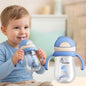 Tritan Dino Straw Sipper Bottle for kids 320ml - Cream Blue