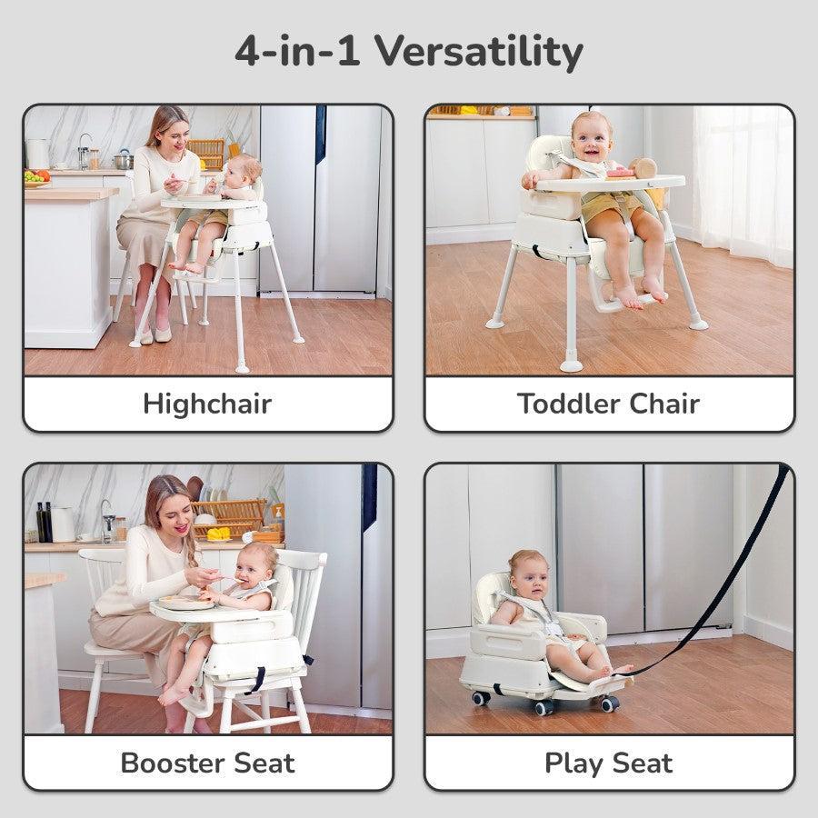 Truffle High Chair For Kids 4-in-1 Convertible Scratch Proof & Anti-Skid Rubber Base High Chair - Beige