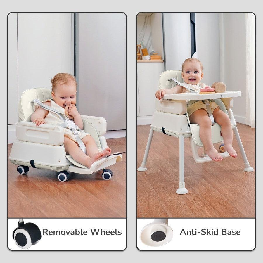 Truffle High Chair For Kids 4-in-1 Convertible Scratch Proof & Anti-Skid Rubber Base High Chair - Beige