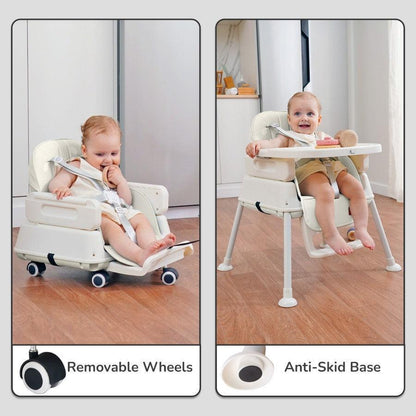 Truffle High Chair For Kids 4-in-1 Convertible Scratch Proof & Anti-Skid Rubber Base High Chair - Beige