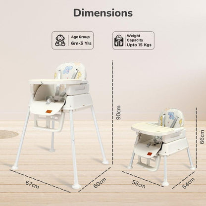 Truffle High Chair For Kids 4-in-1 Convertible Scratch Proof & Anti-Skid Rubber Base High Chair - Beige