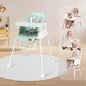 Truffle High Chair For Kids 4-in-1 Convertible Scratch Proof & Anti-Skid Rubber Base High Chair - Sea Green
