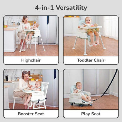 Truffle High Chair For Kids 4-in-1 Convertible Scratch Proof & Anti-Skid Rubber Base High Chair - Sea Green