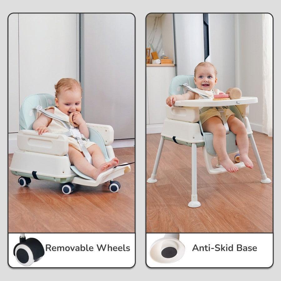 Truffle High Chair For Kids 4-in-1 Convertible Scratch Proof & Anti-Skid Rubber Base High Chair - Sea Green