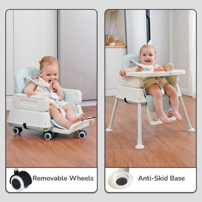 Truffle High Chair For Kids 4-in-1 Convertible Scratch Proof & Anti-Skid Rubber Base High Chair - Sea Green