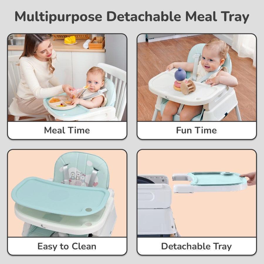Truffle High Chair For Kids 4-in-1 Convertible Scratch Proof & Anti-Skid Rubber Base High Chair - Sea Green