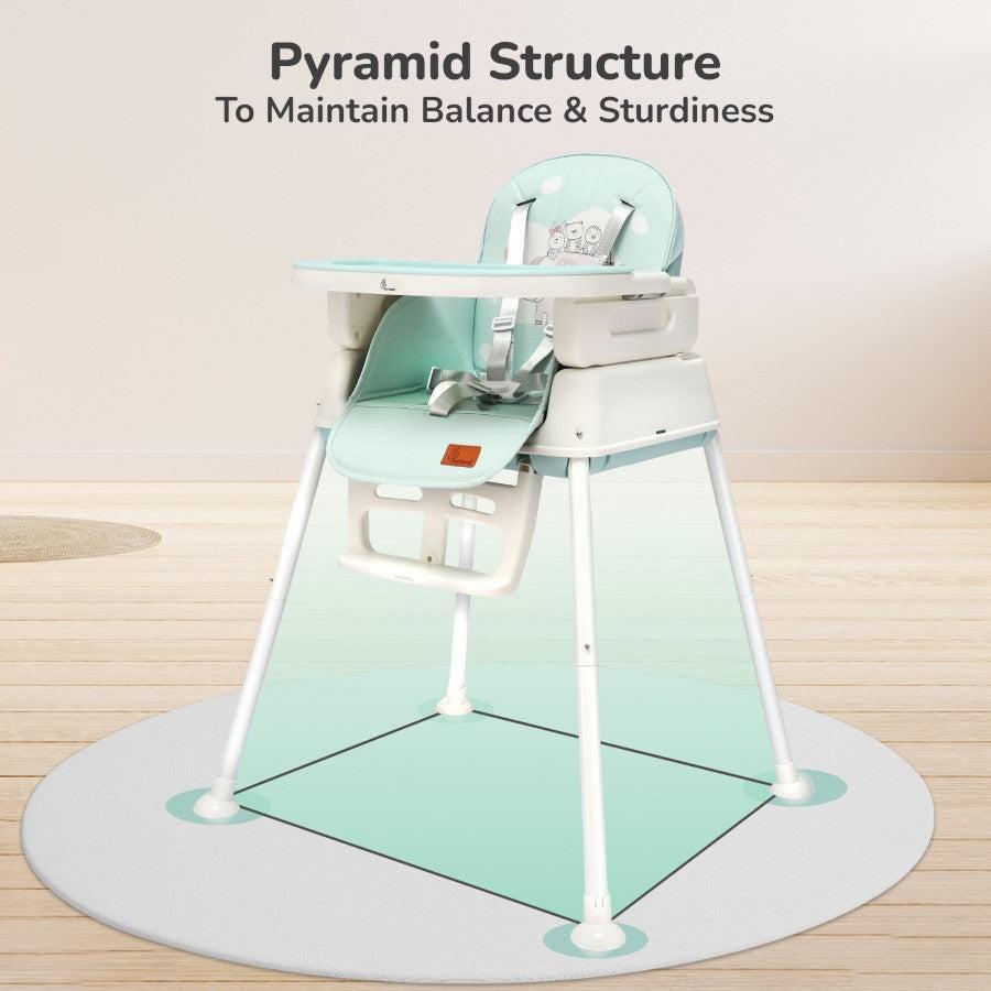 Truffle High Chair For Kids 4-in-1 Convertible Scratch Proof & Anti-Skid Rubber Base High Chair - Sea Green