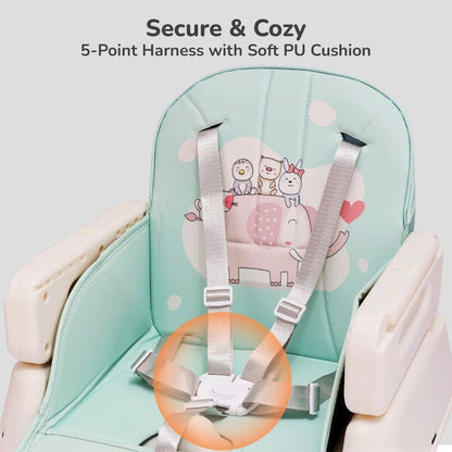 Truffle High Chair For Kids 4-in-1 Convertible Scratch Proof & Anti-Skid Rubber Base High Chair - Sea Green