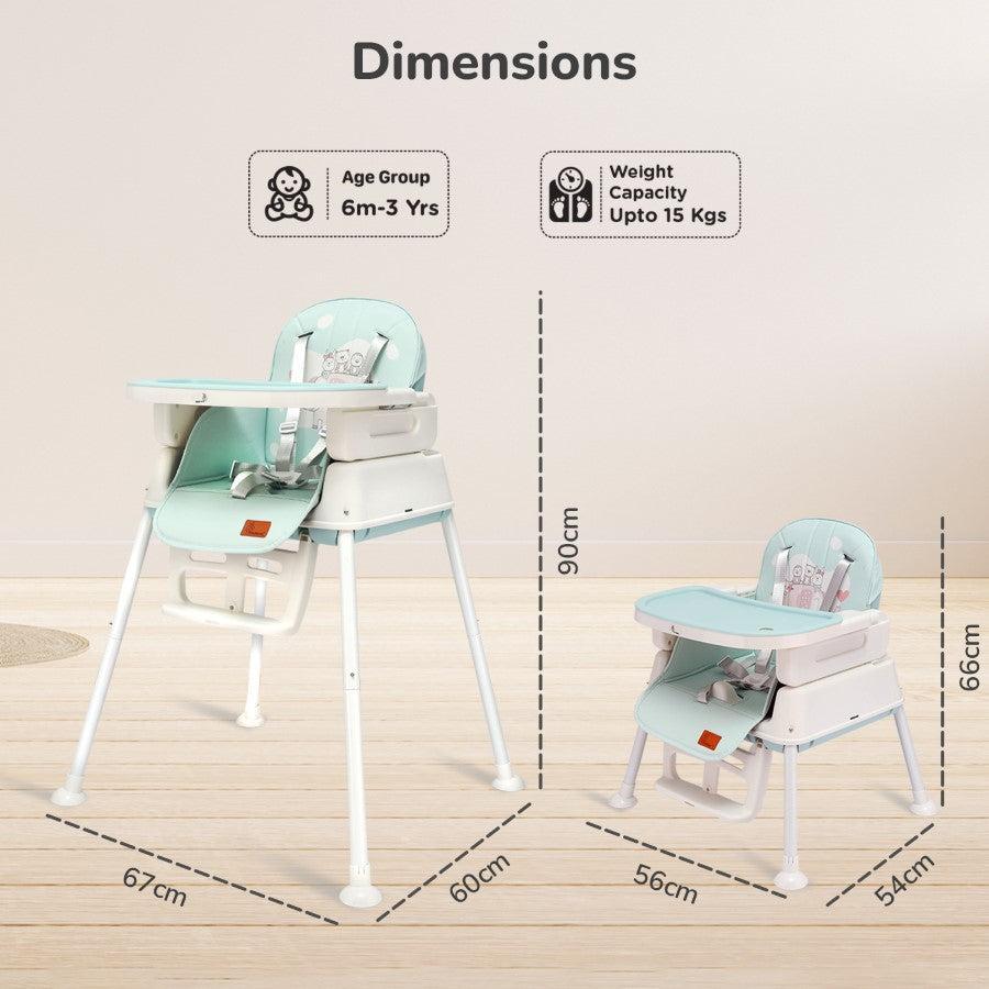 Truffle High Chair For Kids 4-in-1 Convertible Scratch Proof & Anti-Skid Rubber Base High Chair - Sea Green