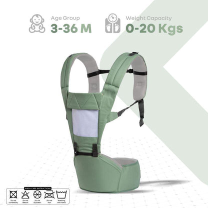 Upsy Daisy Baby Carrier With 4 In 1 Carry Position, 100% Cotton Fabric - Green