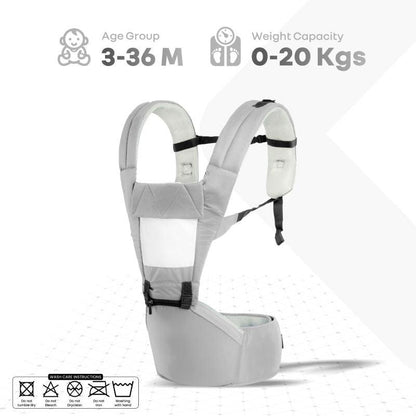Upsy Daisy Baby Carrier With 4 In 1 Carry Position, 100% Cotton Fabric - Grey Cream