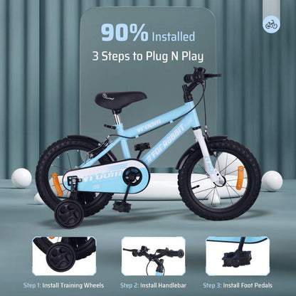 Vroom Bicycle For Kids 14 Inch With 90% Plug and Play For Ease of Installation - Lake Blue