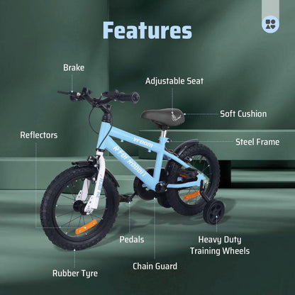 Vroom Bicycle For Kids 14 Inch With 90% Plug and Play For Ease of Installation - Lake Blue