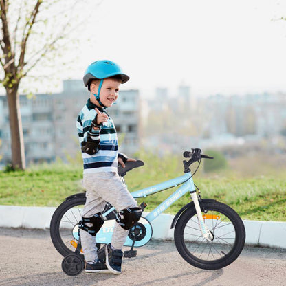 Vroom Bicycle For Kids 16 Inch With 90% Plug And Play For Ease Of Installation, Wide Training Wheels, Adjustable Seat, 4-7yrs, Upto 40kgs - Lake Blue