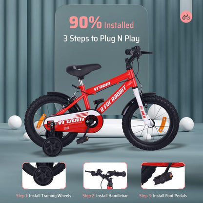 Vroom Bicycle For Kids 14 Inch With 90% Plug and Play For Ease of Installation - Red