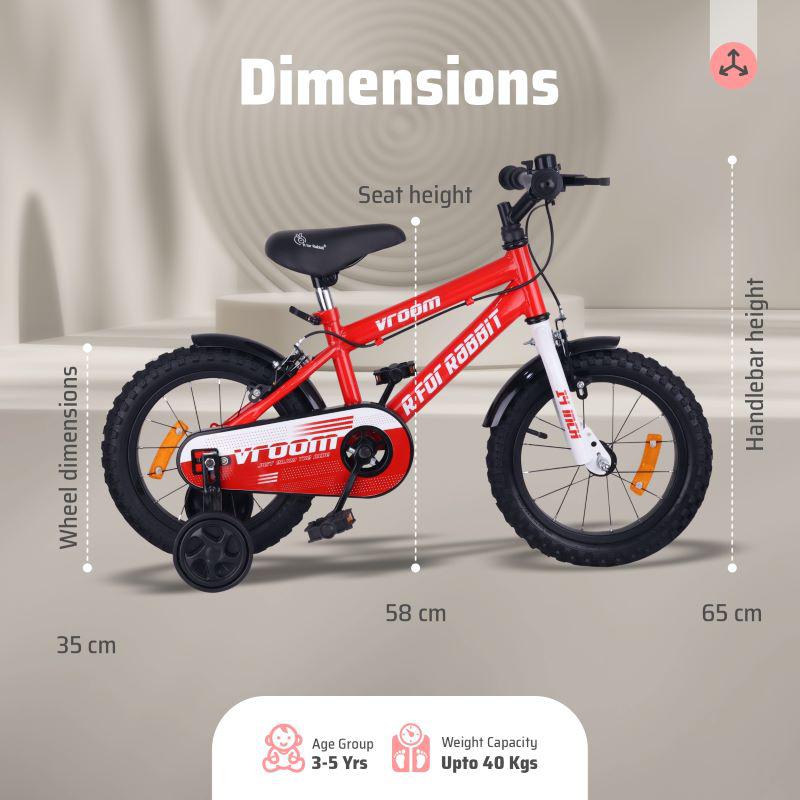 Vroom Bicycle For Kids 14 Inch With 90% Plug and Play For Ease of Installation - Red