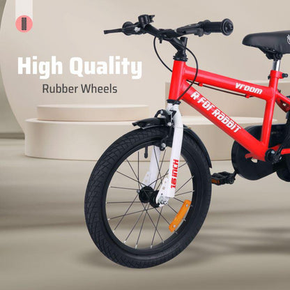 Vroom Bicycle For Kids 16 Inch With 90% Plug And Play For Ease Of Installation, Wide Training Wheels, Adjustable Seat, 4-7yrs, Upto 40kgs - Red