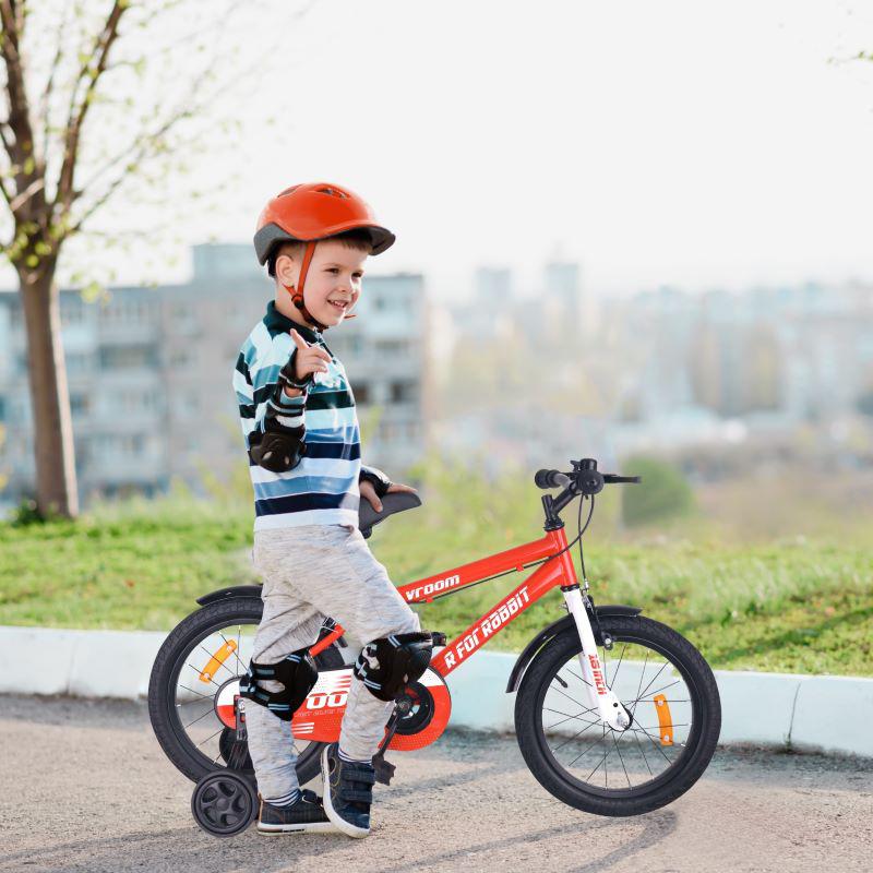 Vroom Bicycle For Kids 16 Inch With 90% Plug And Play For Ease Of Installation, Wide Training Wheels, Adjustable Seat, 4-7yrs, Upto 40kgs - Red
