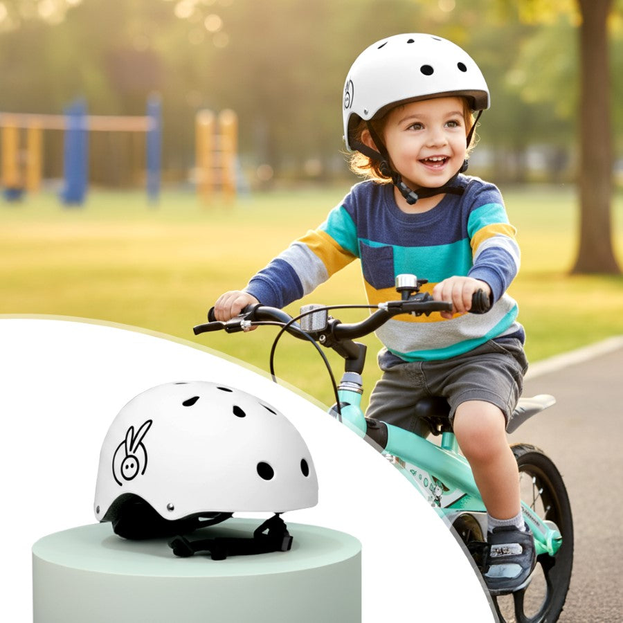 Safe Play Best Kids Safety Helmet - Trusted EN1078 Certified Helmet for Kids with Shock-Absorbing EPS Foam 5-13 Years - White