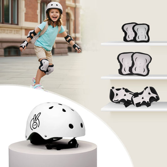 Safe Play Set Kids Helmet, Premium Kids Sports Safety Kit with Helmet & Protective Pads - White