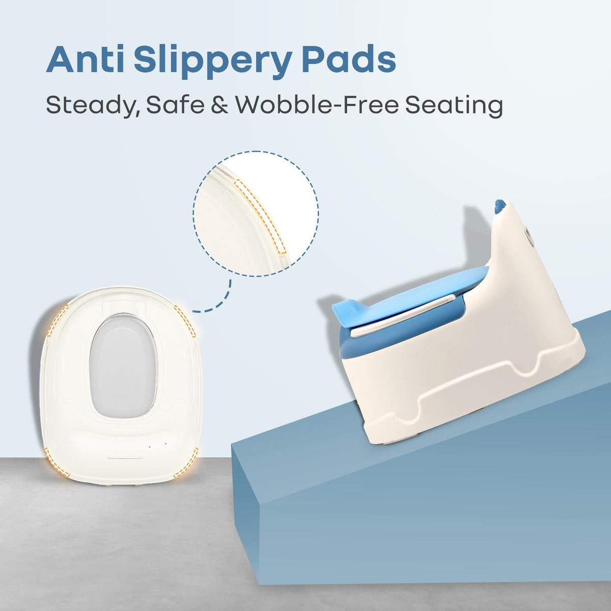 Tiny Tots Dino BPA-Free Potty Training Toilet Seat For Baby With Cushion - White Blue