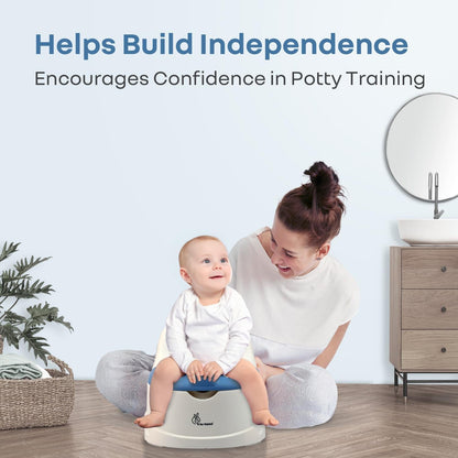 Tiny Tots Dino BPA-Free Potty Training Toilet Seat For Baby With Cushion - White Blue