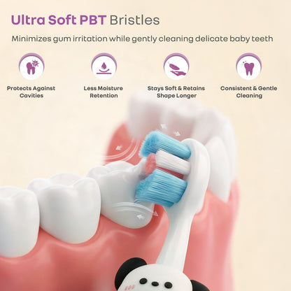 Tiny Smiles Zoobie Kids Toothbrush for 2+ Years, Ultra-Soft PBT Bristles, Self-Standing Animal Design Brush - White Doggy