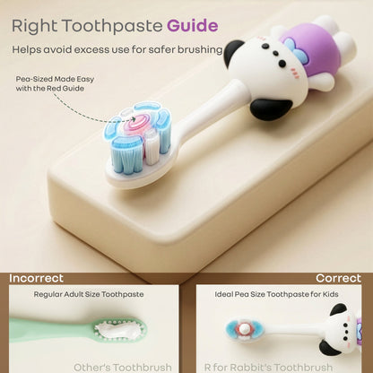 Tiny Smiles Zoobie Kids Toothbrush for 2+ Years, Ultra-Soft PBT Bristles, Self-Standing Animal Design Brush - White Doggy