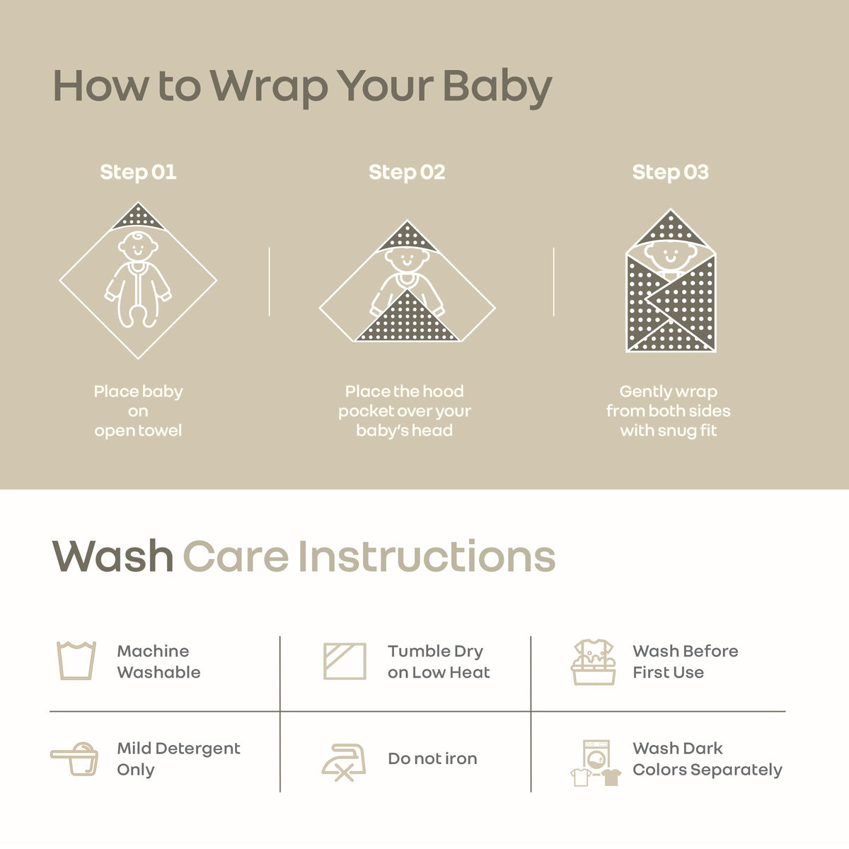 Softkins Baby Hooded Knit Towel with 100% Natural Cotton, Soft & Quick Dry - White Farmland