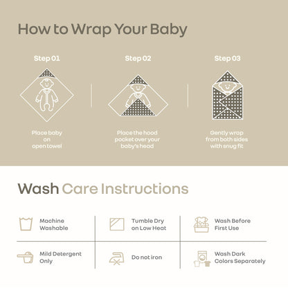 Softkins Baby Hooded Knit Towel with 100% Natural Cotton, Soft & Quick Dry - White Farmland