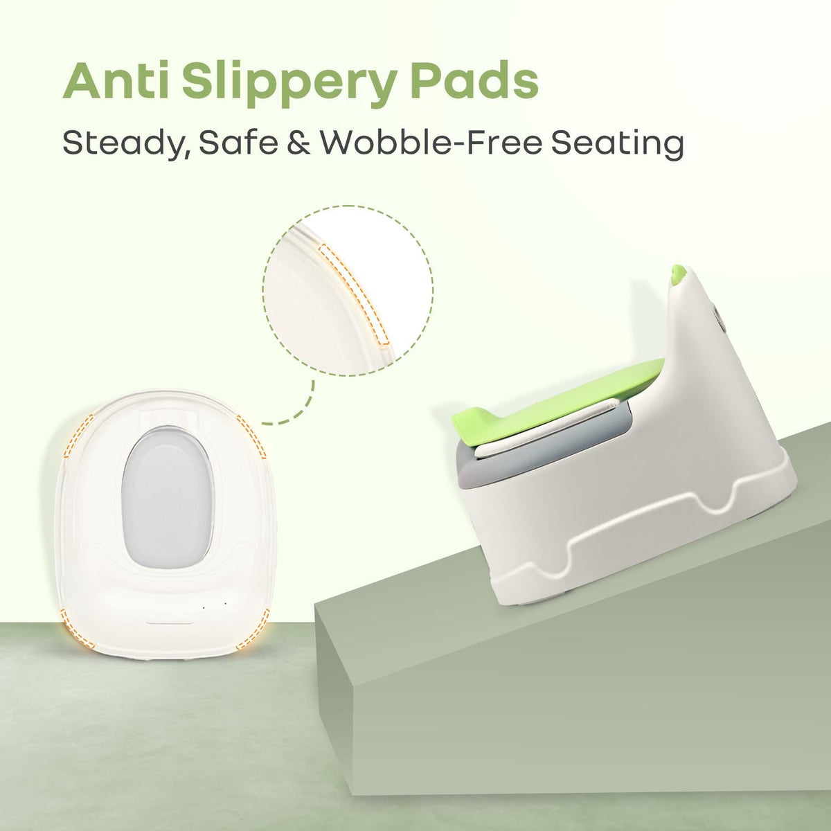 Tiny Tots Dino BPA-Free Potty Training Toilet Seat For Baby With Cushion - White Green