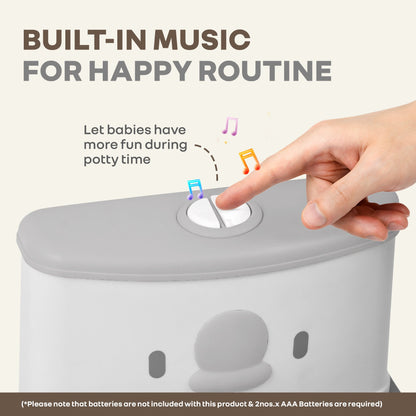 Little Grownup Pixie Potty Training Seat For Kids With Music & Tissue Storage - White Grey