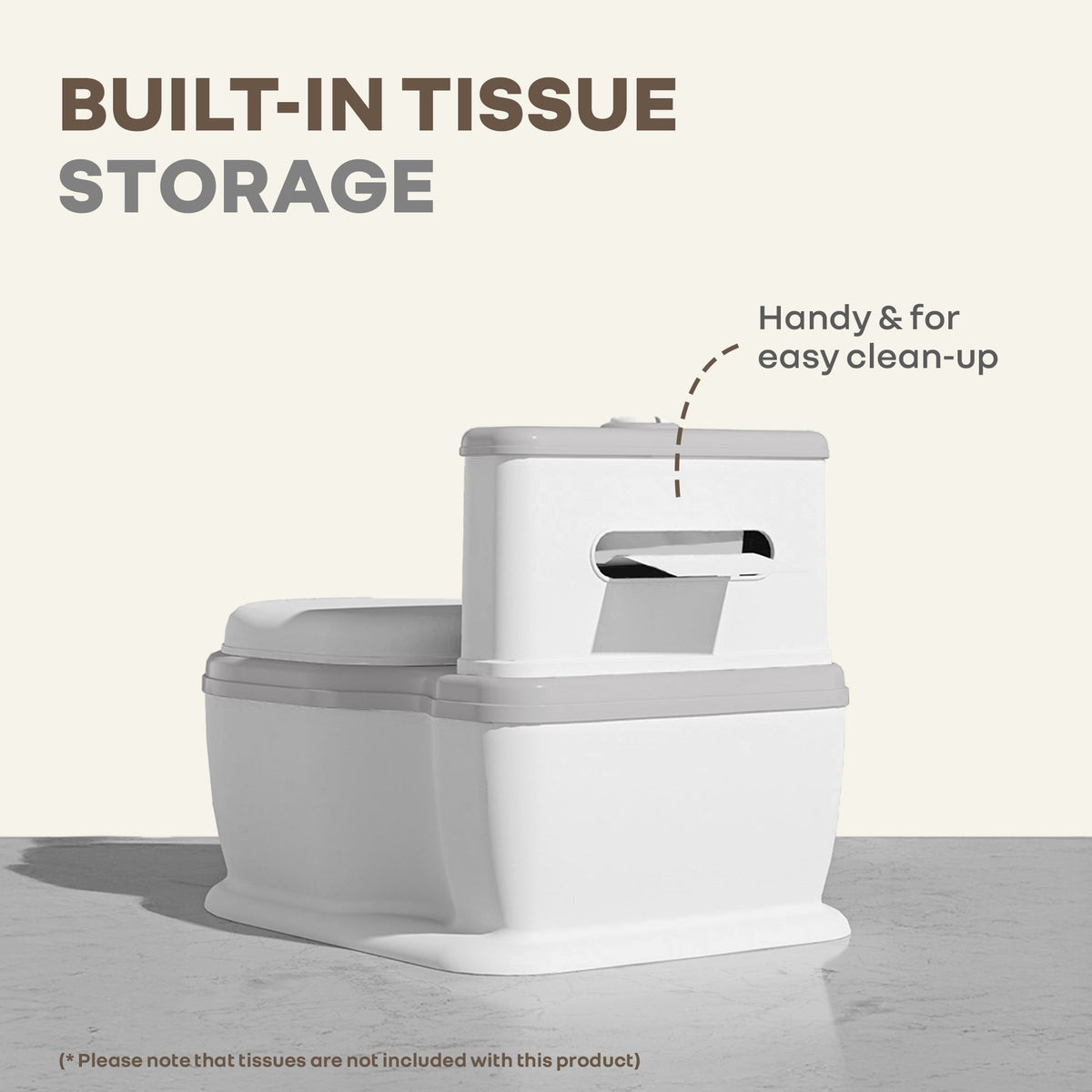 Little Grownup Pixie Potty Training Seat For Kids With Music & Tissue Storage - White Grey