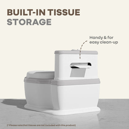 Little Grownup Pixie Potty Training Seat For Kids With Music & Tissue Storage - White Grey