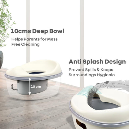Tiny Tots Mellow 3-In-1 Convertible Potty Training Seat Safe & Ergonomic Chair - White Grey