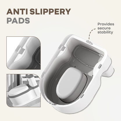 Little Grownup Pixie Potty Training Seat For Kids With Music & Tissue Storage - White Grey