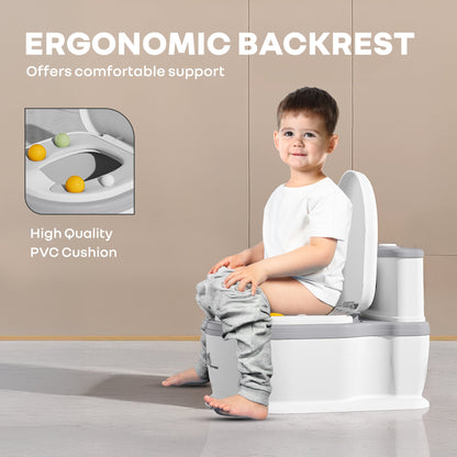 Little Grownup Pixie Potty Training Seat For Kids With Music & Tissue Storage - White Grey