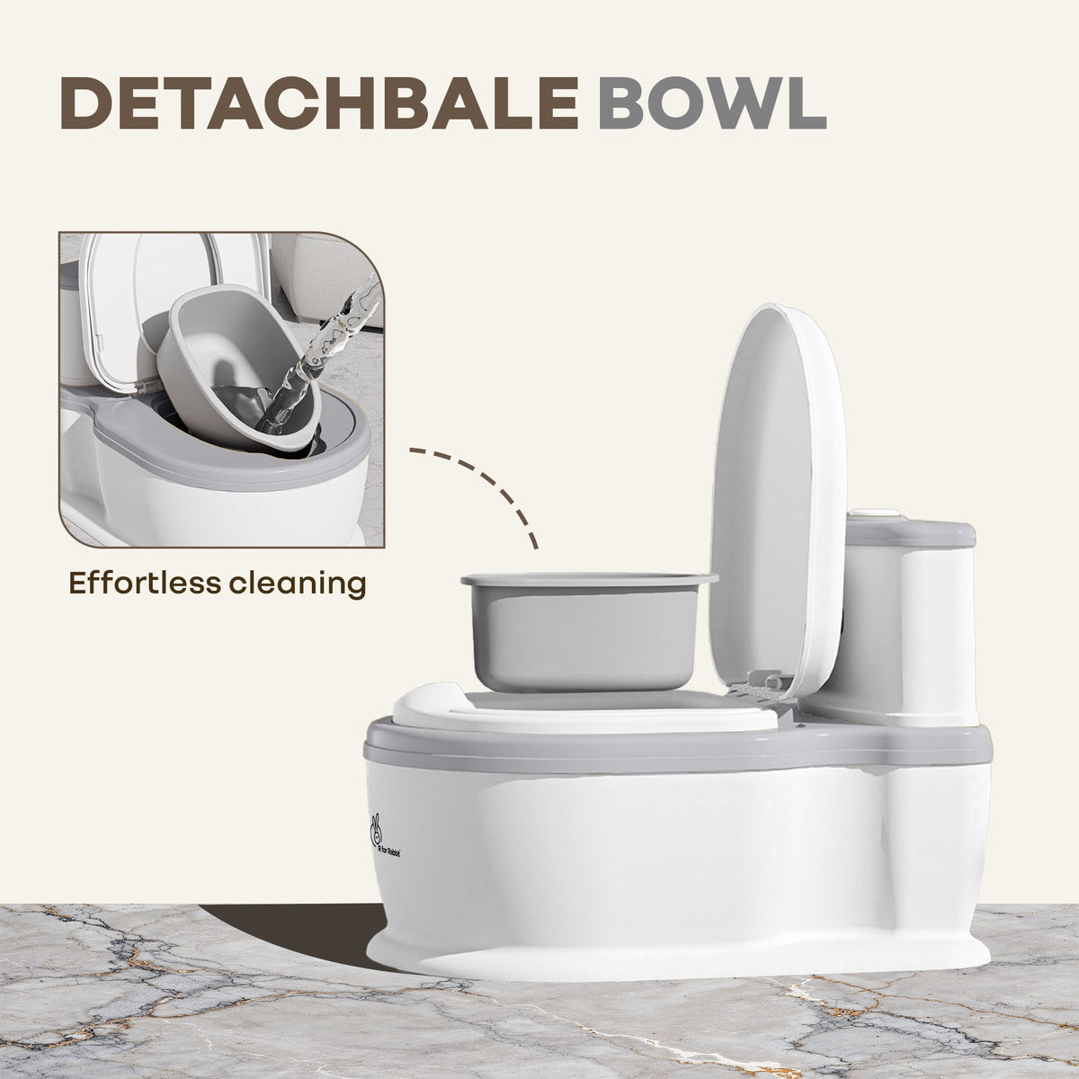 Little Grownup Pixie Potty Training Seat For Kids With Music & Tissue Storage - White Grey