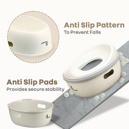 Tiny Tots Mellow 3-In-1 Convertible Potty Training Seat Safe & Ergonomic Chair - White Grey