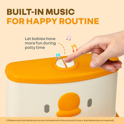 Little Grownup Pixie Potty Training Seat For Kids With Music & Tissue Storage - White Orange