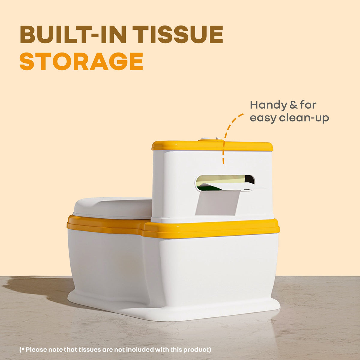 Little Grownup Pixie Potty Training Seat For Kids With Music & Tissue Storage - White Orange