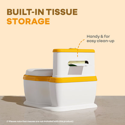 Little Grownup Pixie Potty Training Seat For Kids With Music & Tissue Storage - White Orange