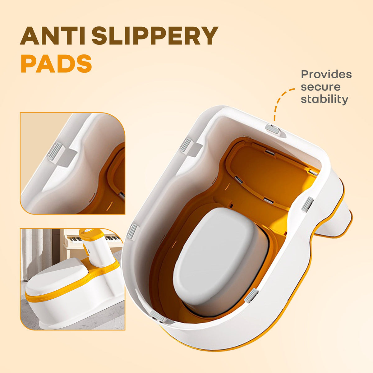 Little Grownup Pixie Potty Training Seat For Kids With Music & Tissue Storage - White Orange