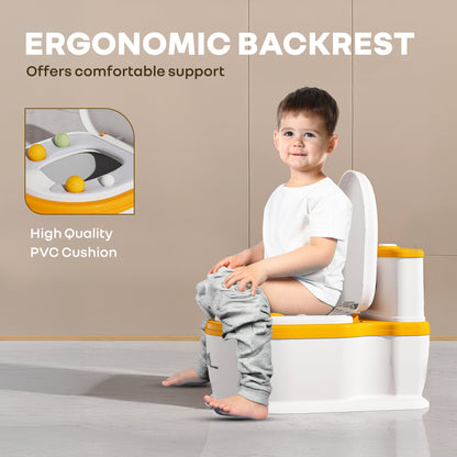 Little Grownup Pixie Potty Training Seat For Kids With Music & Tissue Storage - White Orange