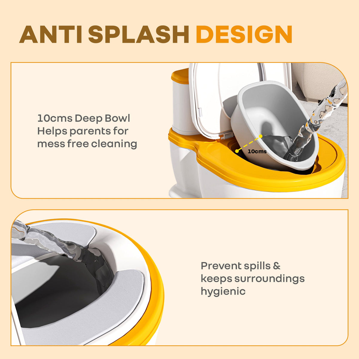 Little Grownup Pixie Potty Training Seat For Kids With Music & Tissue Storage - White Orange