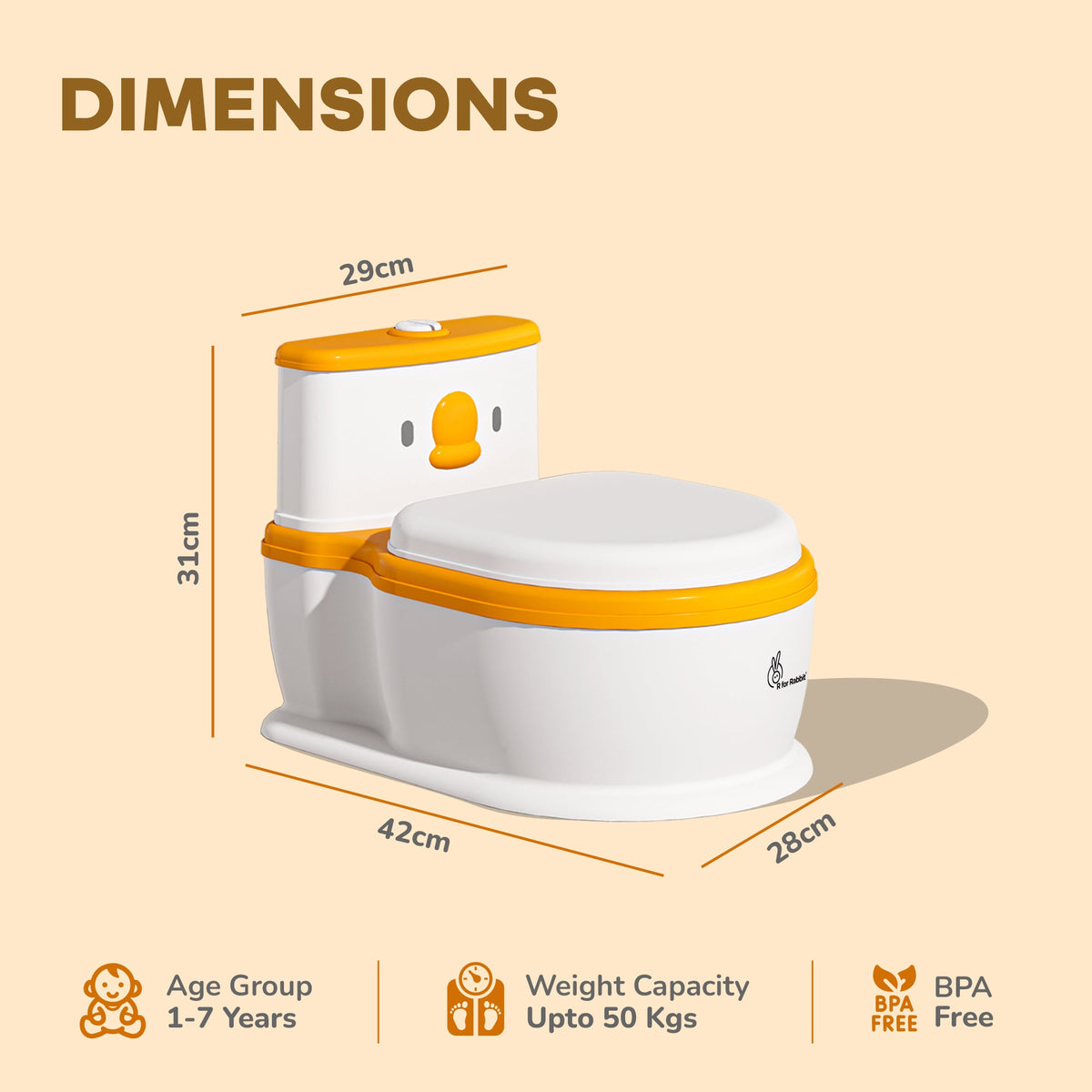 Little Grownup Pixie Potty Training Seat For Kids With Music & Tissue Storage - White Orange