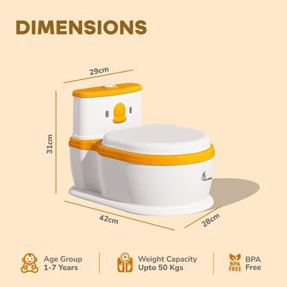 Little Grownup Pixie Potty Training Seat For Kids With Music & Tissue Storage - White Orange