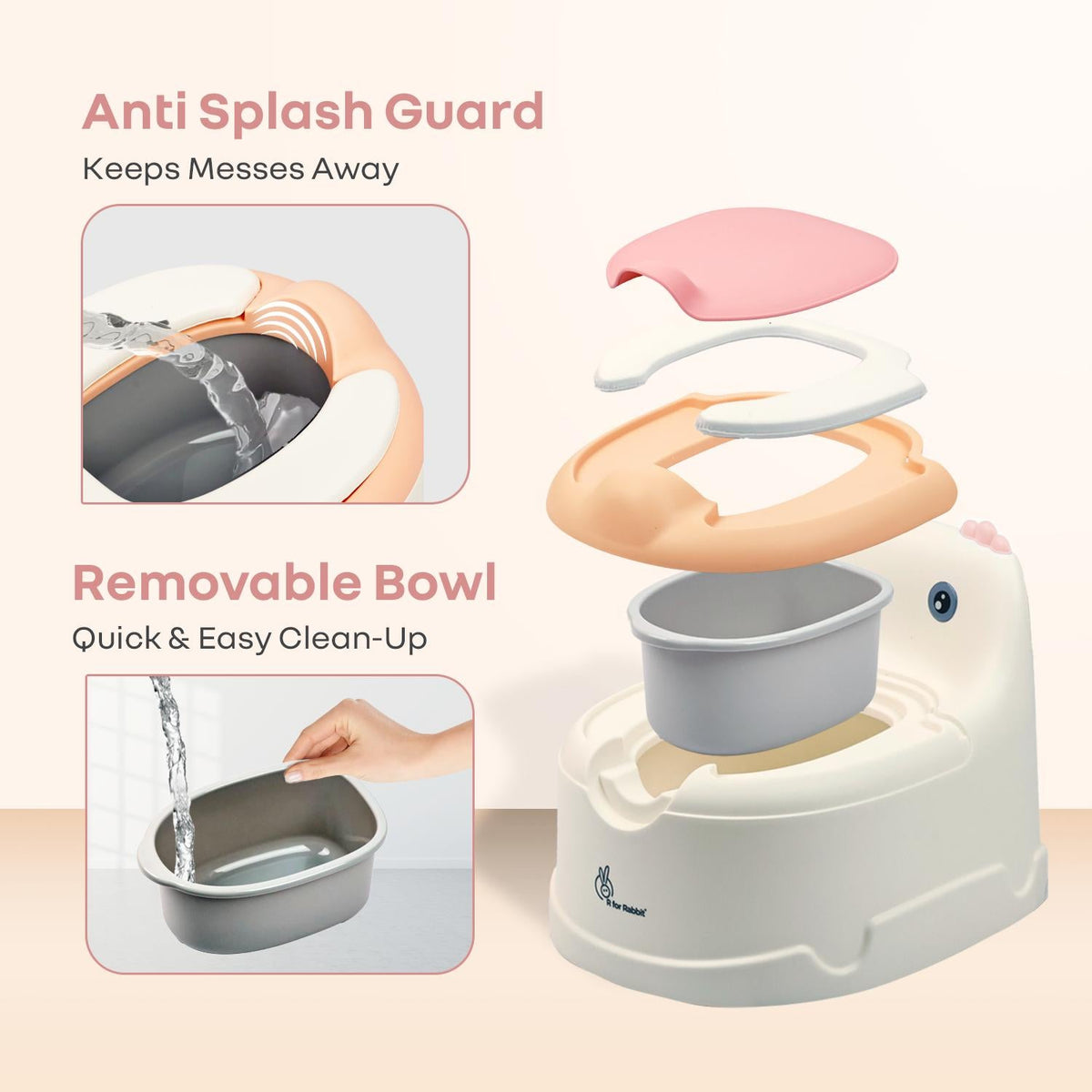 Tiny Tots Dino BPA-Free Potty Training Toilet Seat For Baby With Cushion - White Pink