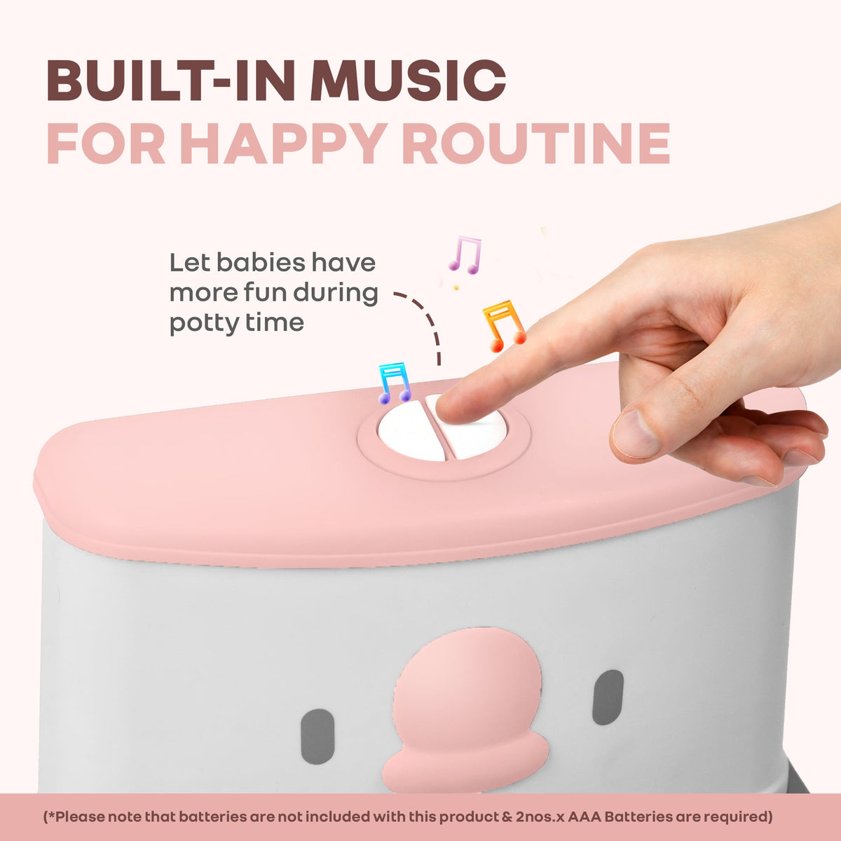 Little Grownup Pixie Potty Training Seat For Kids With Music & Tissue Storage - White Pink